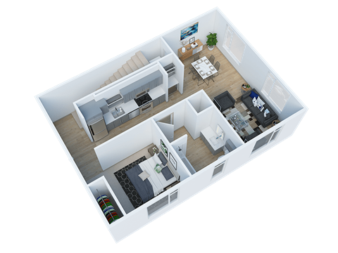 Floor plan for 2 beds, 2 baths, 1213 sqft